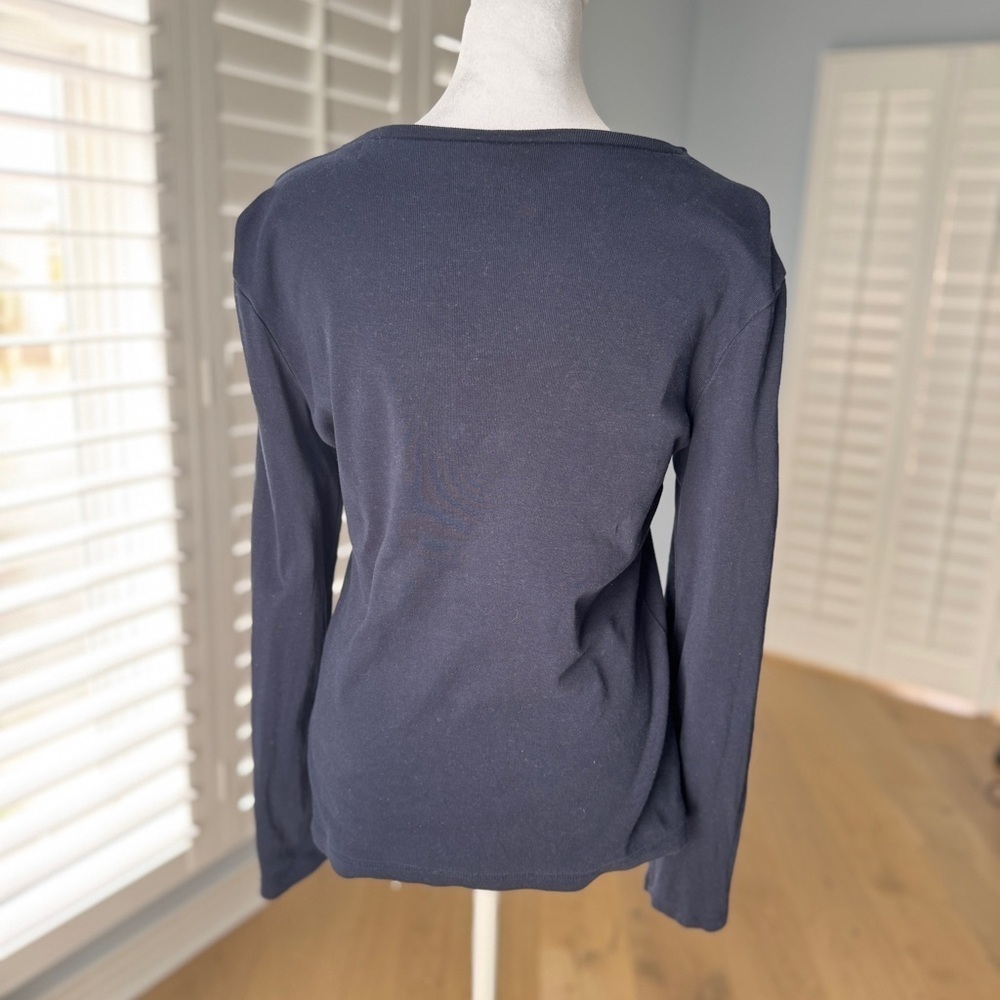 Jones New York Sport V Neck Top Size Medium Navy Blue - Picture 3 of 5